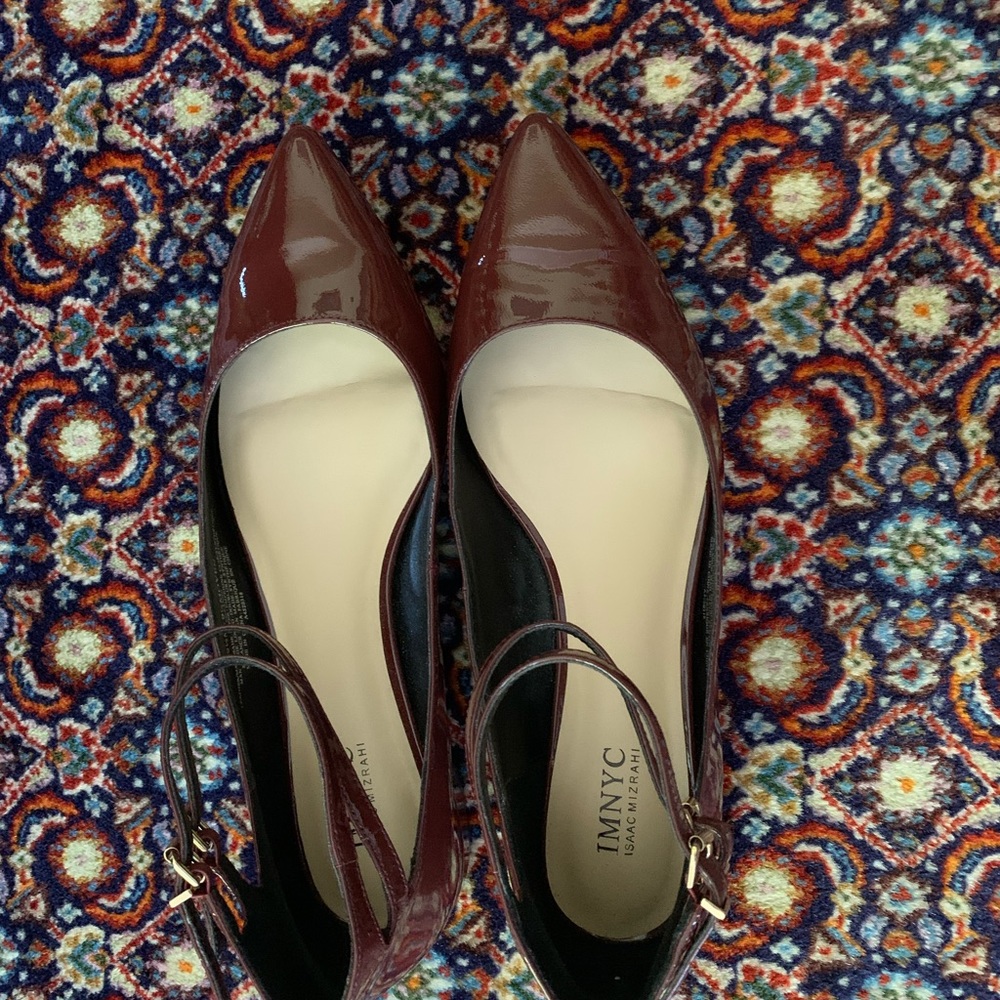 IMNYC double strap Never worn Size 9.5 Patent leather Mary Janes!!Browny red